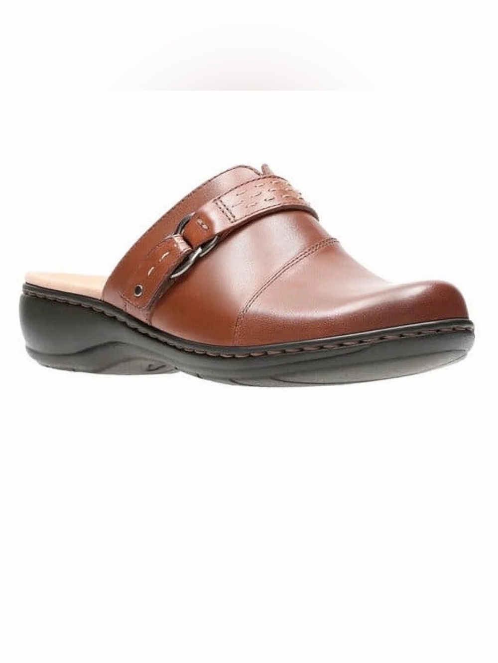 Clarks Women's Brown Leather Slip-On Mule with Buckle